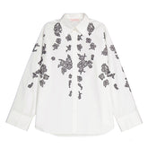 Valentino Garavani White Compact Popeline Emroidered button-up shirt
